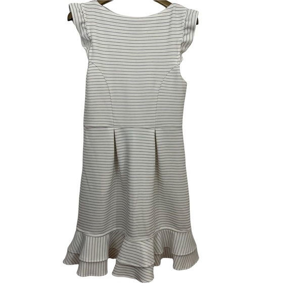 Maeve Sunland Ruffles Striped Dress Cap Sleeves Mid Length Anthropologie - Picture 6 of 8